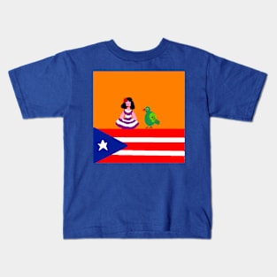 Sporty Puerto Rico Design on Blue Background Kids T-Shirt